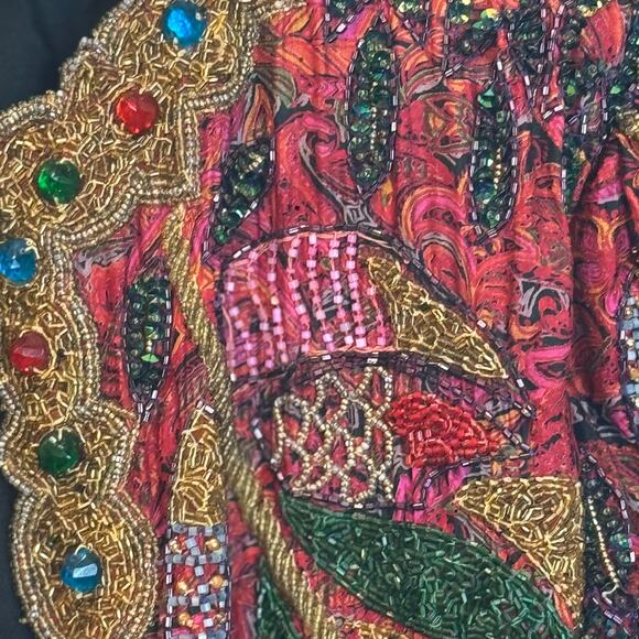 Vtg 90s Precious Moments Silk Beaded Jacket XL Y2K Ravecore Fairycore Boho - Picture 7 of 16